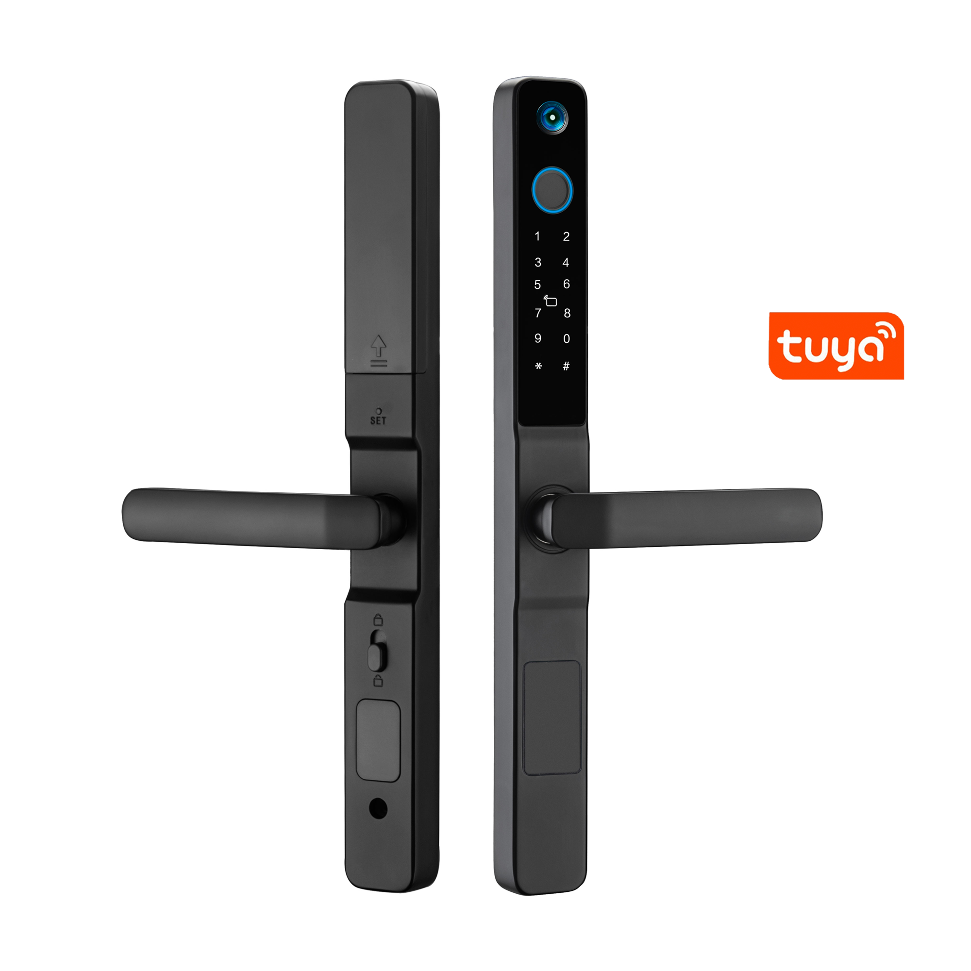Custom Tuya APP WiFi RFID Card Aluminum Alloy Sliding Biometric Fingerprint Smart Door Lock with Camera