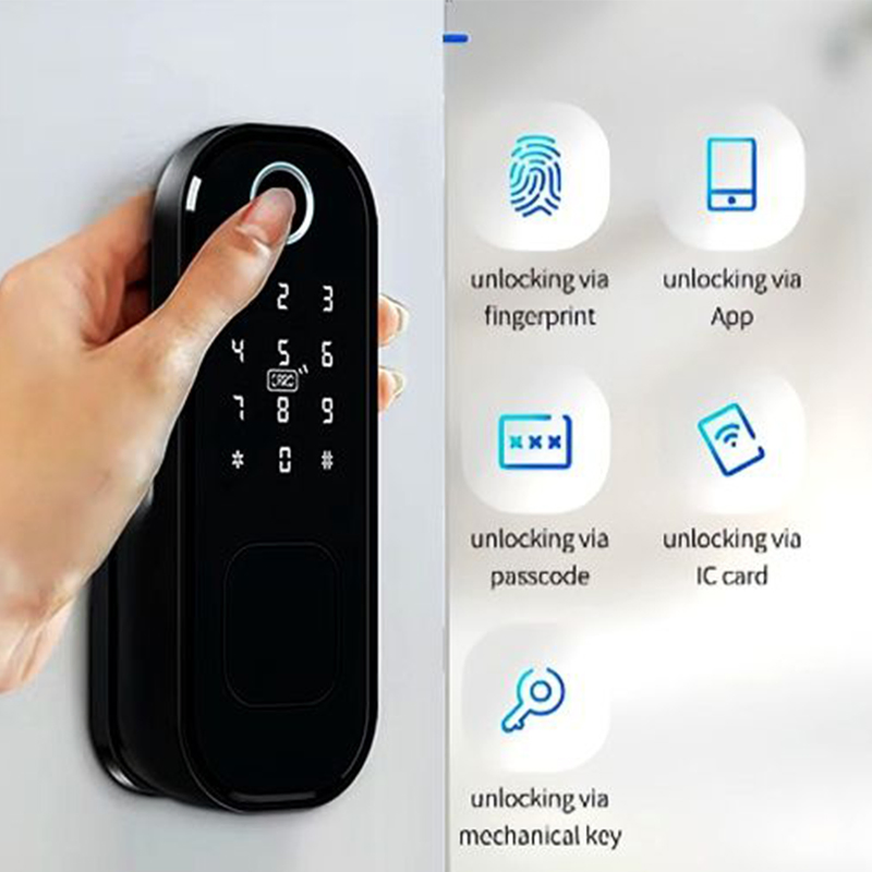 Security Anti-Theft Fingerprint Password Tuya APP Smart Rim Lock Door Locks