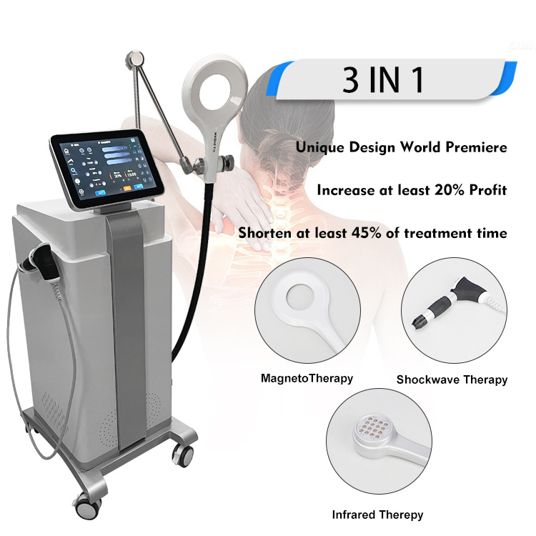 Professional 3-in-1 Shockwave Therapy+Emtt/Pemf Magneto Therapy+Near-Infrared Laser Machine Sports Injury Rehabilitation Equipment