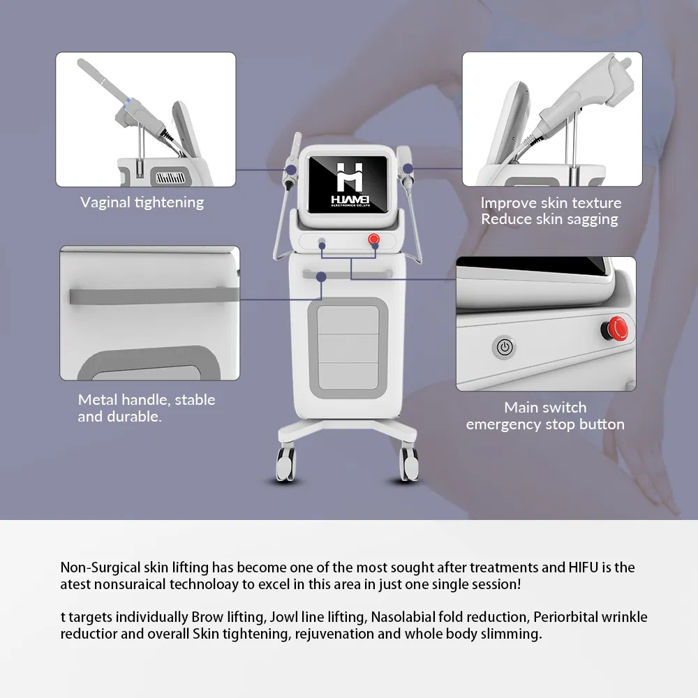 Portable 2 Handles Anti-Aging Face Lifting Skin Tightening Facial Beauty Machine Body Slimming Wrinkle Removal Skin Rejuvenation Hifu Machine