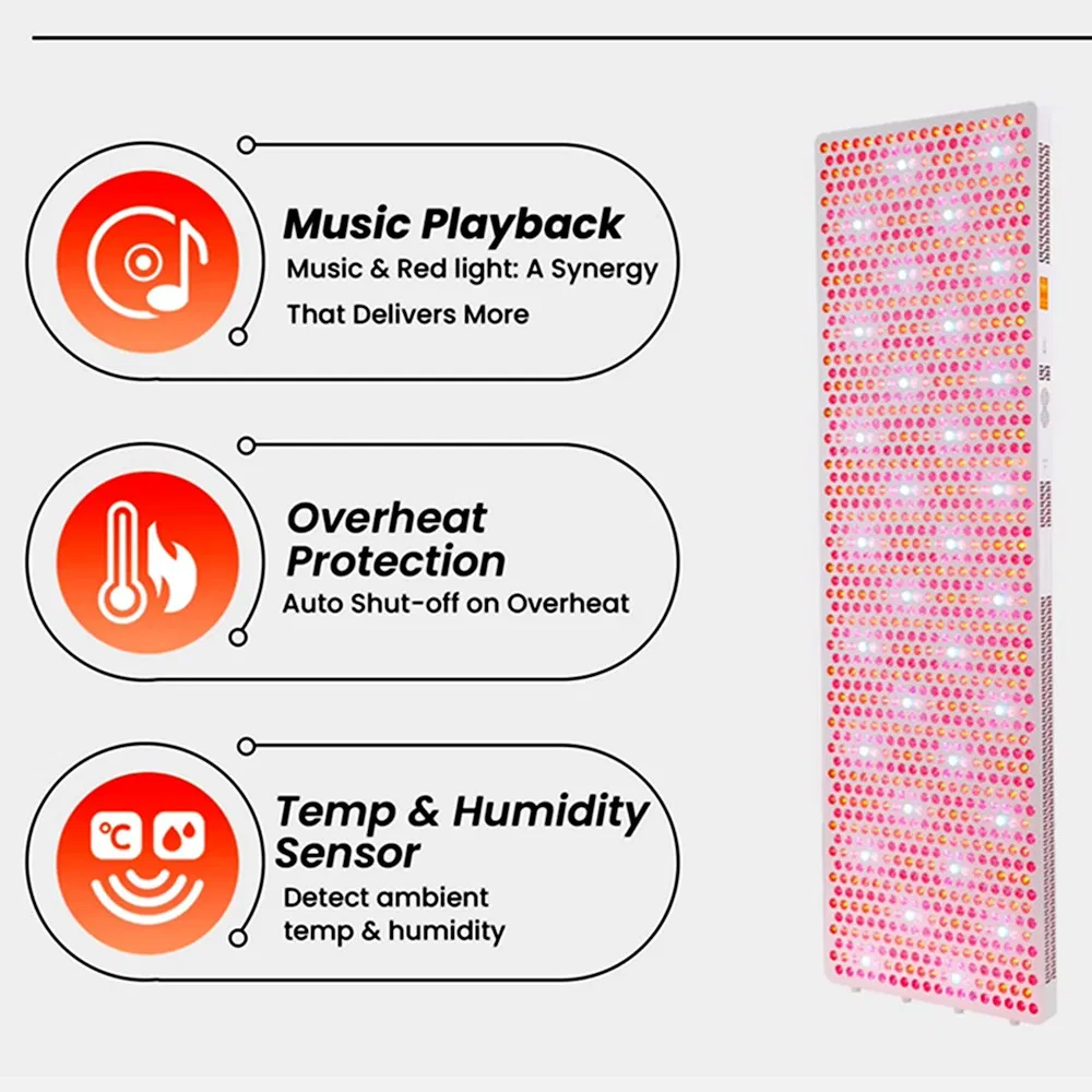 9 Wavelength LED Blue Red Light Therapy Panel for Skin Beauty Rejuvenation, Music Player Infrared Lamp Full Body Pain Relief PDT Device Factory Wholesale