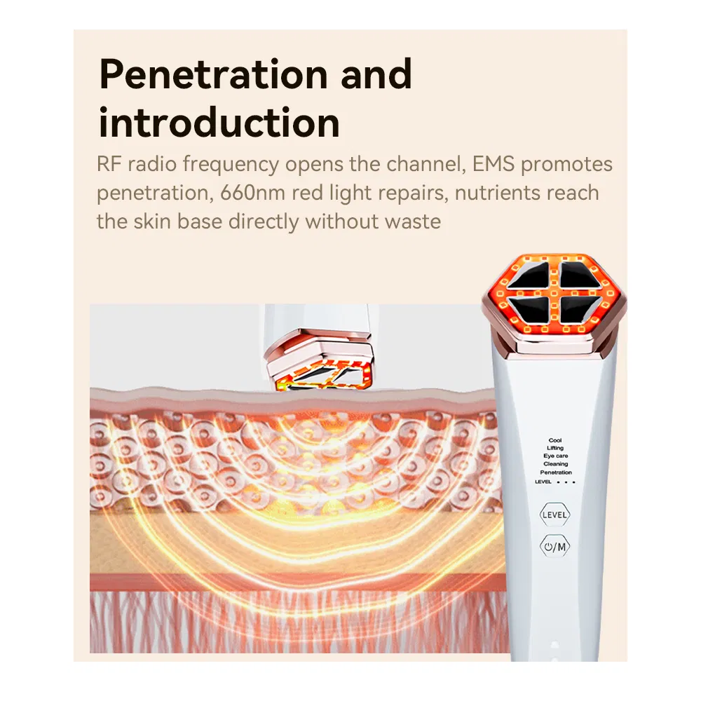 Multifunction Mini Beauty Device RF EMS Microcurrent Red Light Therapy Anti-Aging Skin Care Tightening Rejuvenation Facial Massager Equipment