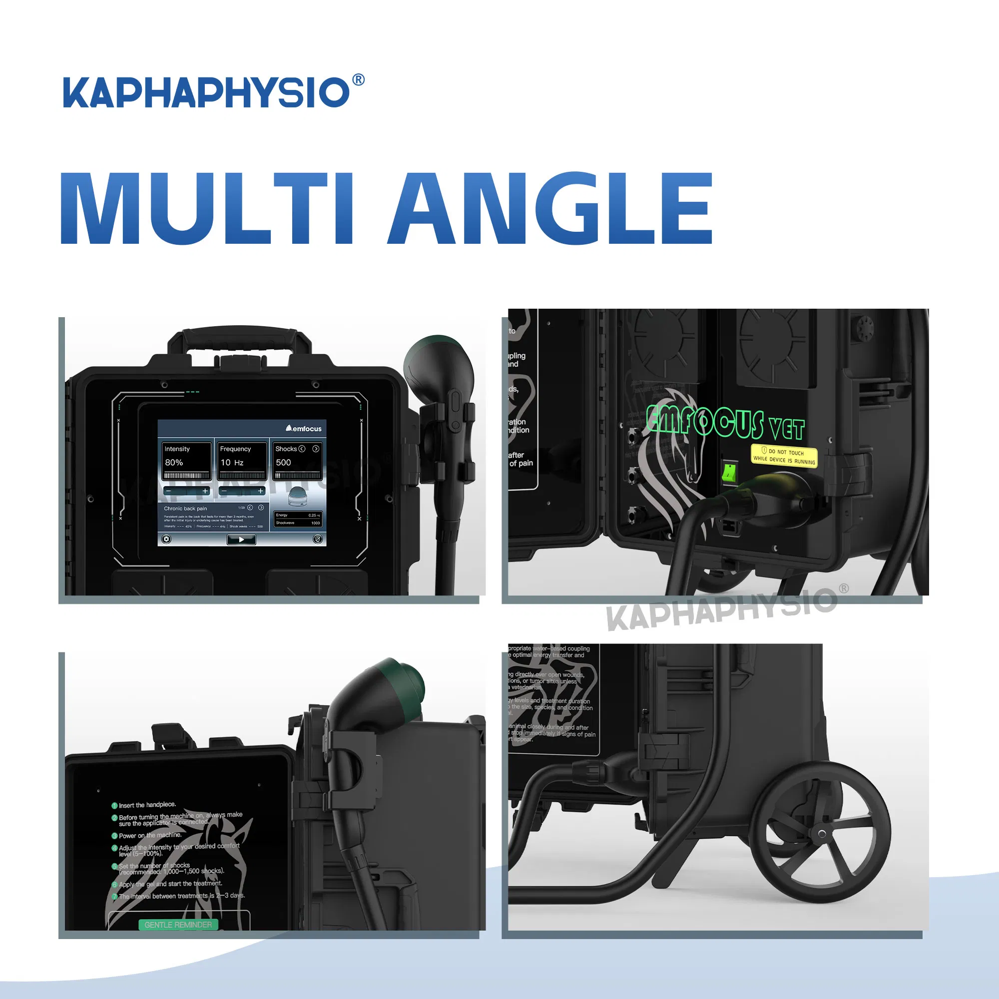 Kaphaphysio Veterinary Fswt Therapy Machine Emfocus Vet Portable Shockwave Device Pain Treatment