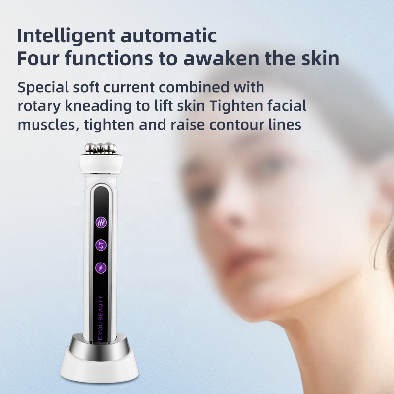 Professional Home Facial Microcurrent Skin Lifting Tightening Electric Roller Ball Massager Face Lifting Beauty Device Rotator