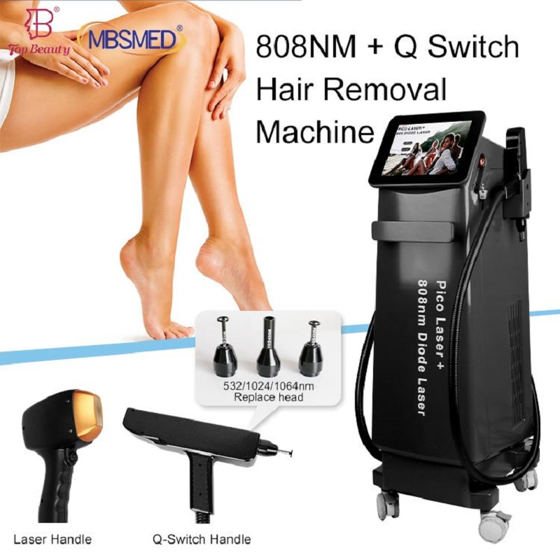 Multifunctional 1064nm/755nm/808nm Diode Laser ND YAG Laser Machine for Tattoo &amp; Hair Removal