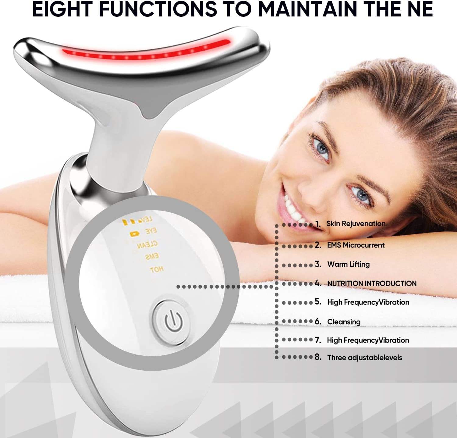 Multifunction Face Neck Lifting Massager Skin Care Wrinkle Remover With Vibration with 3/7 Color