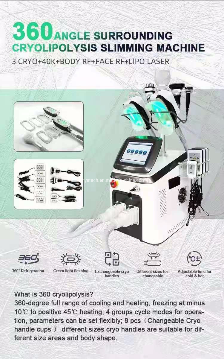 Cryo Body Shape Cryolipolysys 4 Handles 360 Cryolipolysis Fat Cell Body Slimming Machine Cavitation Slimming with CE