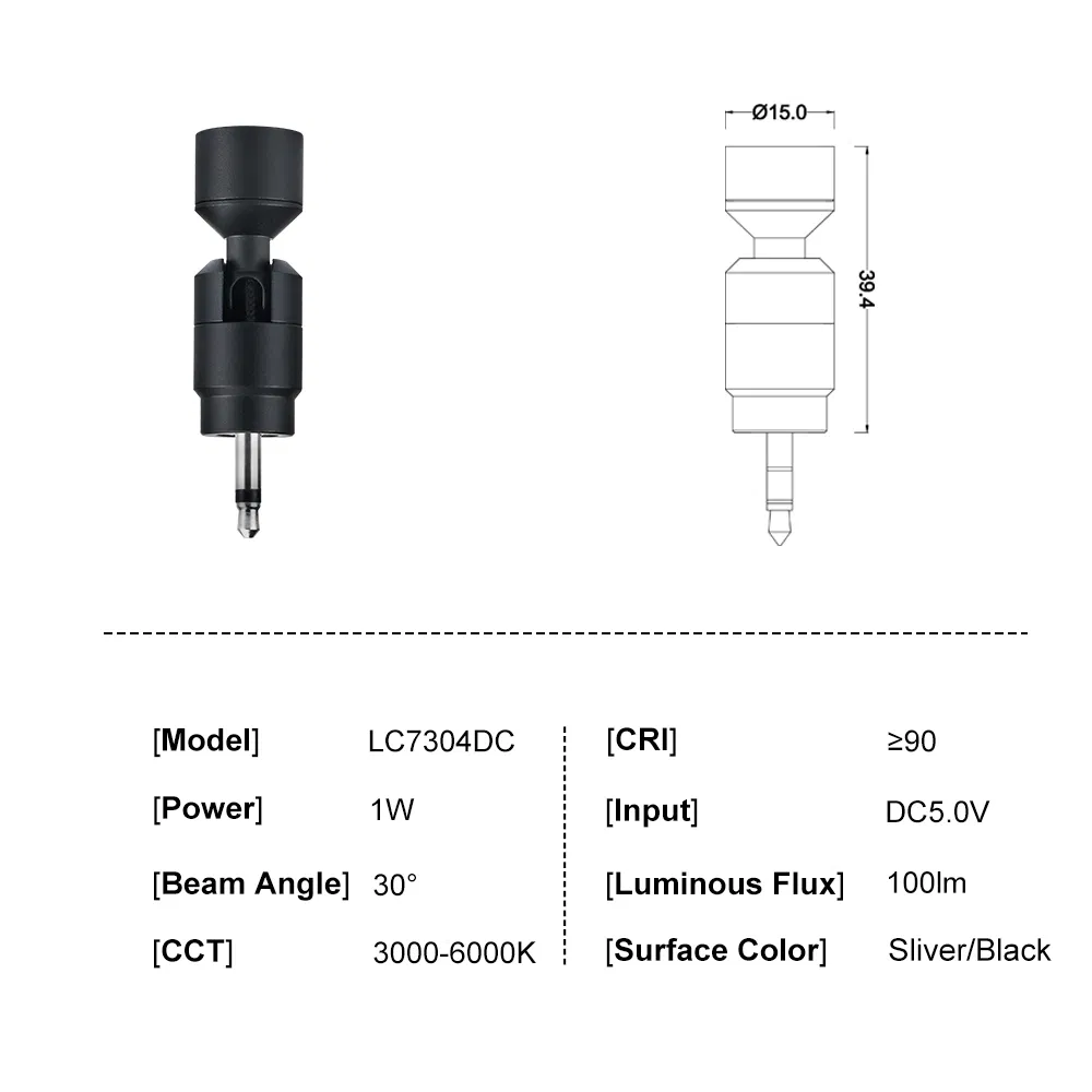Detachable 5V 1W LED Light for Display Case Lighting Mini LED Spotlight