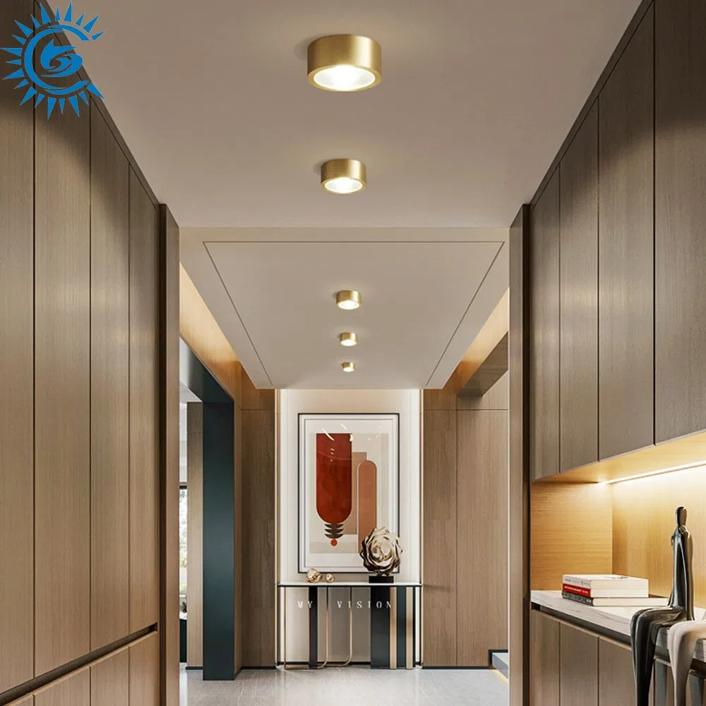 3W 5W 7W CCT IP65 Thin Brass Gold Black COB LED Corridor Aisle Porch Mounted Ceiling Spotlight