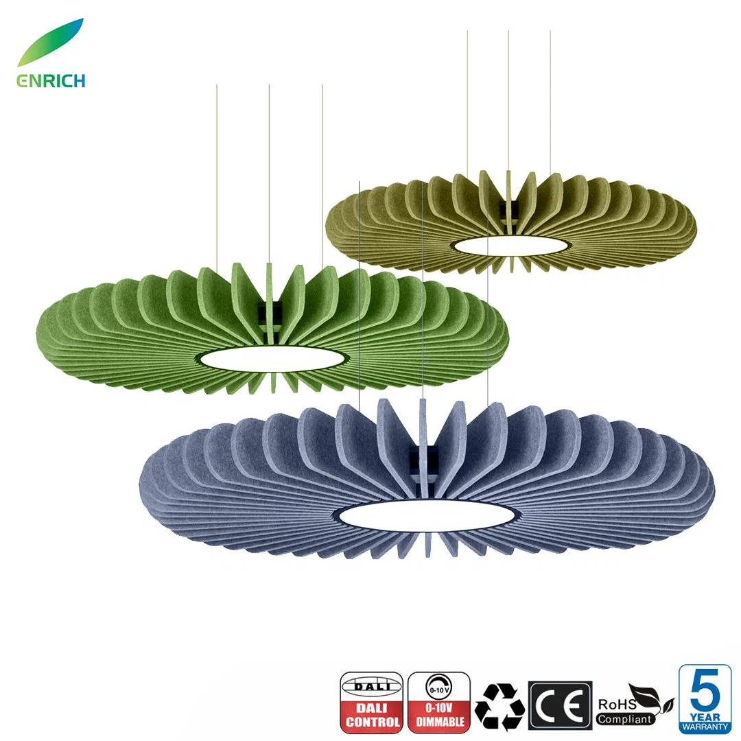 Cozy Sunflower Noise Reducing Acoustic Round Pendant LED Ceiling Light for Work