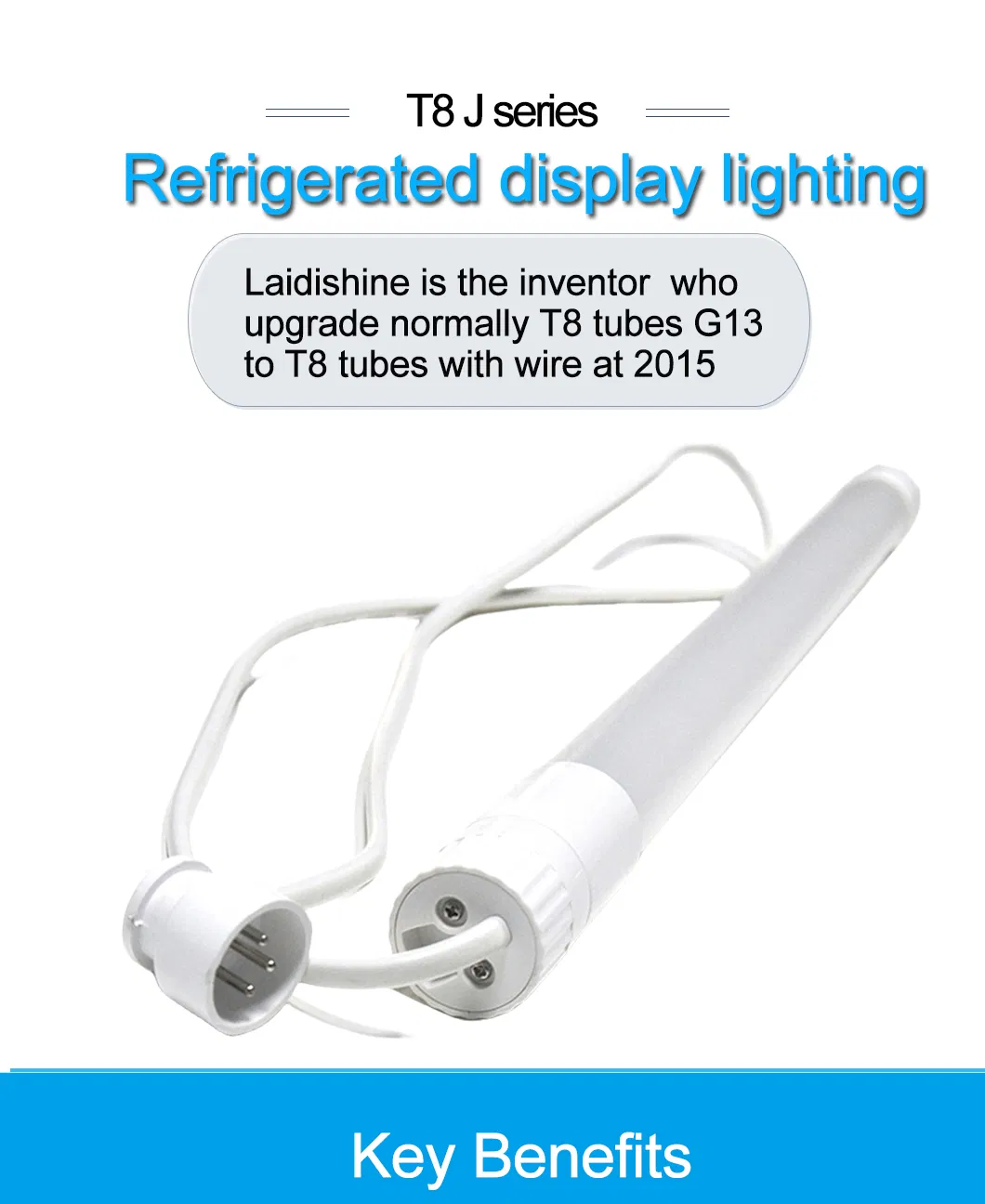 T8 LED Tube Light with Cable Easy Replacement for Commercial Freezer