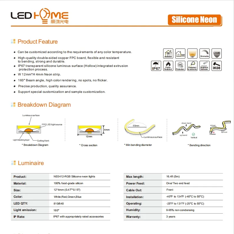 RGB LED Neon Light Detail