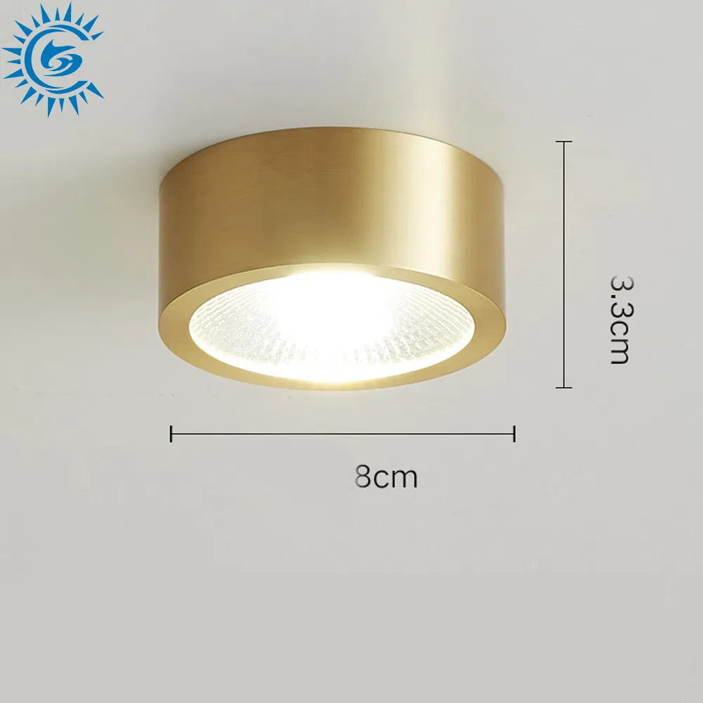3W 5W 7W CCT IP65 Thin Brass Gold Black COB LED Corridor Aisle Porch Mounted Ceiling Spotlight
