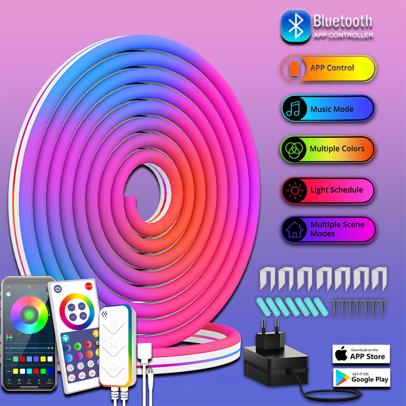 Wholesale 12V Smart RGB LED Neon Light Strip for Festive Christmas Decoration 3m and 5m