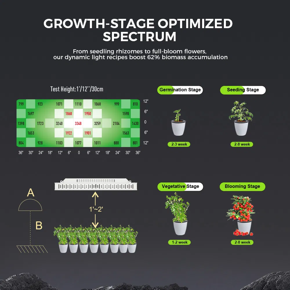 for Commercial Tomato Growers 800W LED Grow Light with Custom Spectrum to Maximize Sugar Content (Brix) ETL Listed Indoor Light for High-Value Crops Optical