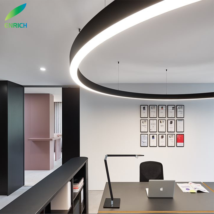 Customized Size Aluminum LED Pendant Ring Light Creative Oval Shape LED Ceiling Light for Office