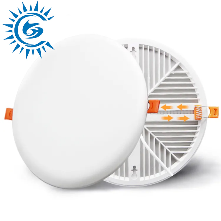 Round White Different Sizes 10W18W 24W 36W LED Ceiling Adjustable Rimless Panel Lighting Lamp Frameless Recessed Plastic LED 3D Panel Light for Home, Office