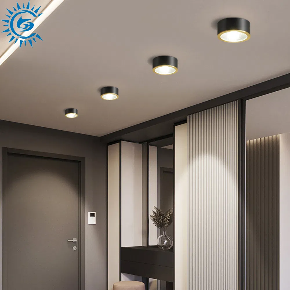 3W 5W 7W CCT IP65 Thin Brass Gold Black COB LED Corridor Aisle Porch Mounted Ceiling Spotlight