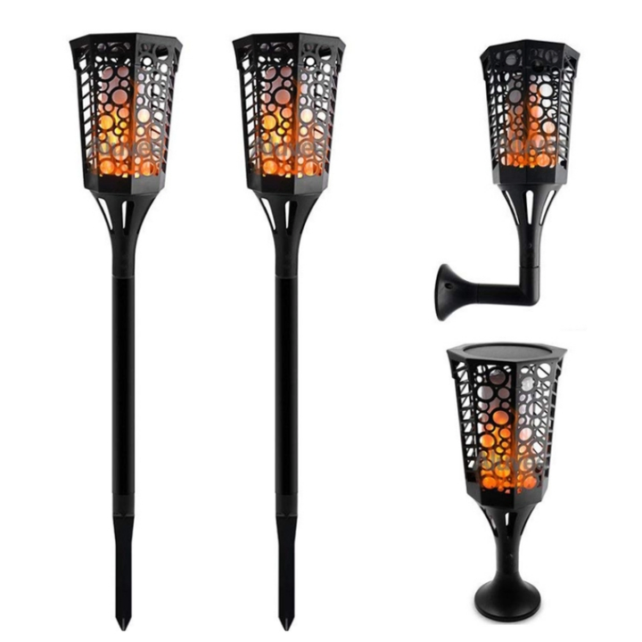 Outdoor Ipx5 Waterproof Night Lights Solar Lantern Lights Garden LED Flickering Flame Lamp Landscape Lighting for Courtyard