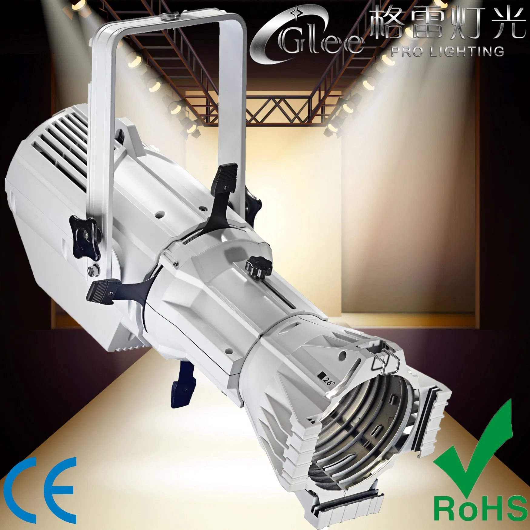 200W White Prefocus LED Studio Profile Ellipsoidal Theatrical Theatre Stage Leko Spot Light
