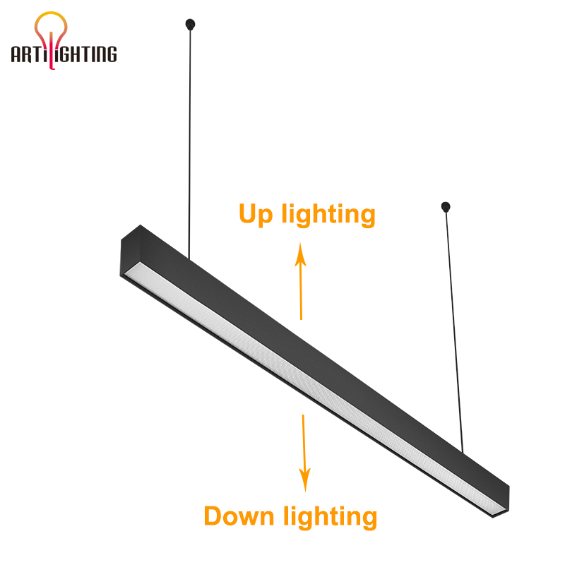 Factory Anti-Glare Batten Tube Aluminum Fixtures Ceiling Mounted Pendant up Down Office Linear Lamp LED Light for Motif Hotel School Luminaires Warranty 5 Years