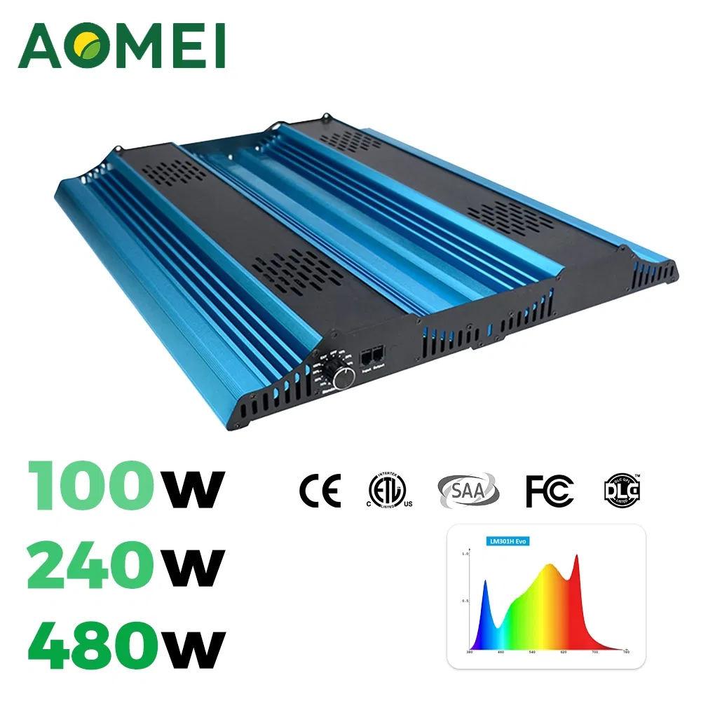 100W 240W 480W, IP65 2.8 μMol/J High Efficiency Dimming + Rj14 Quantum LED Grow Light for Greenhouse &amp; Hydroponics