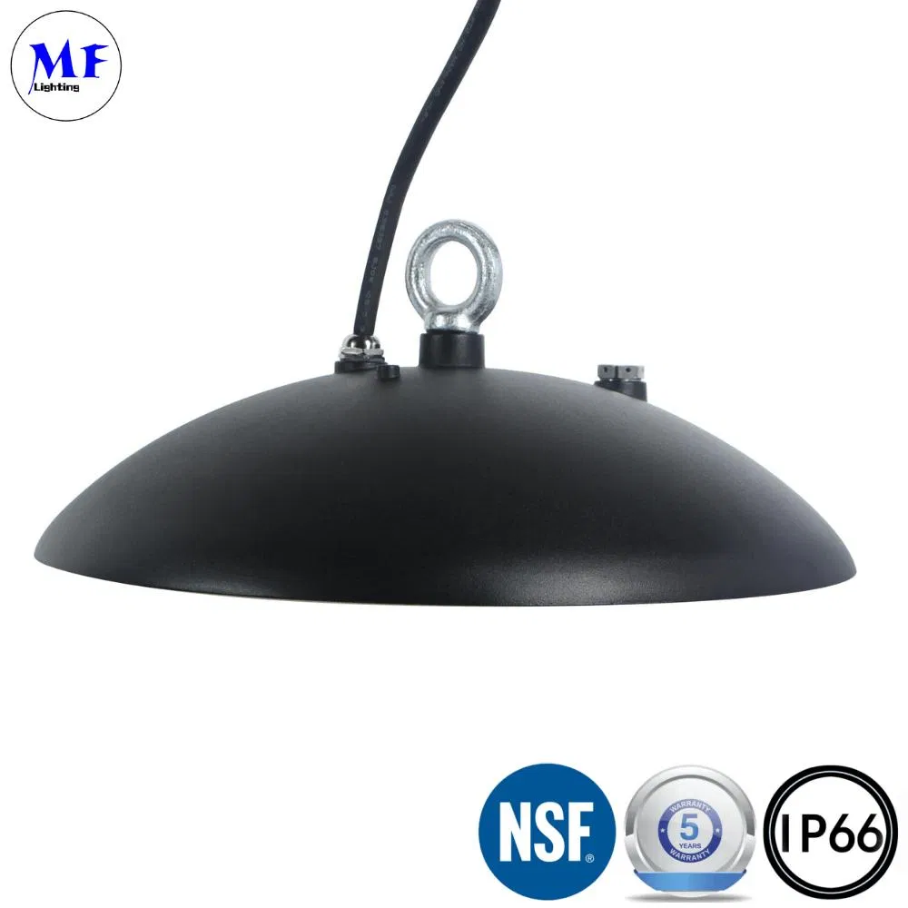 Factory Price Die-Casting SMD 2835 Ik08 IP66 60W 100W 150W 200W NSF Approved UFO LED High Bay Light for Food Manufacturing Food Storage Warehouses