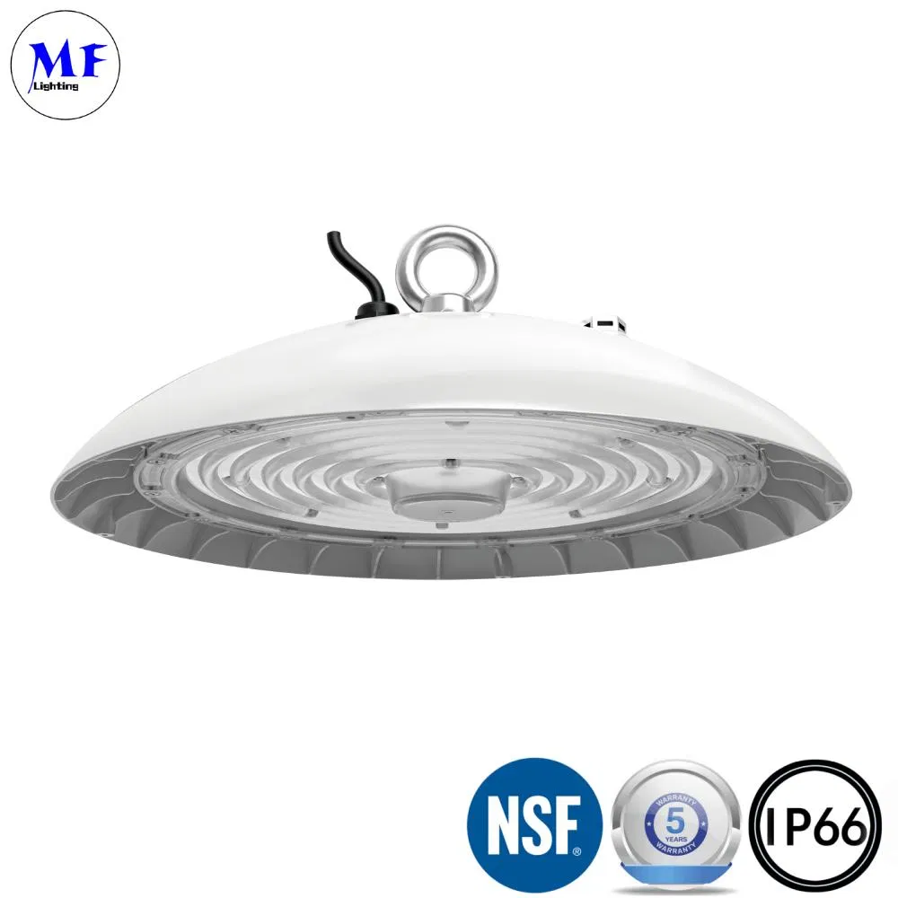 Factory Price Die-Casting SMD 2835 Ik08 IP66 60W 100W 150W 200W NSF Approved UFO LED High Bay Light for Food Manufacturing Food Storage Warehouses