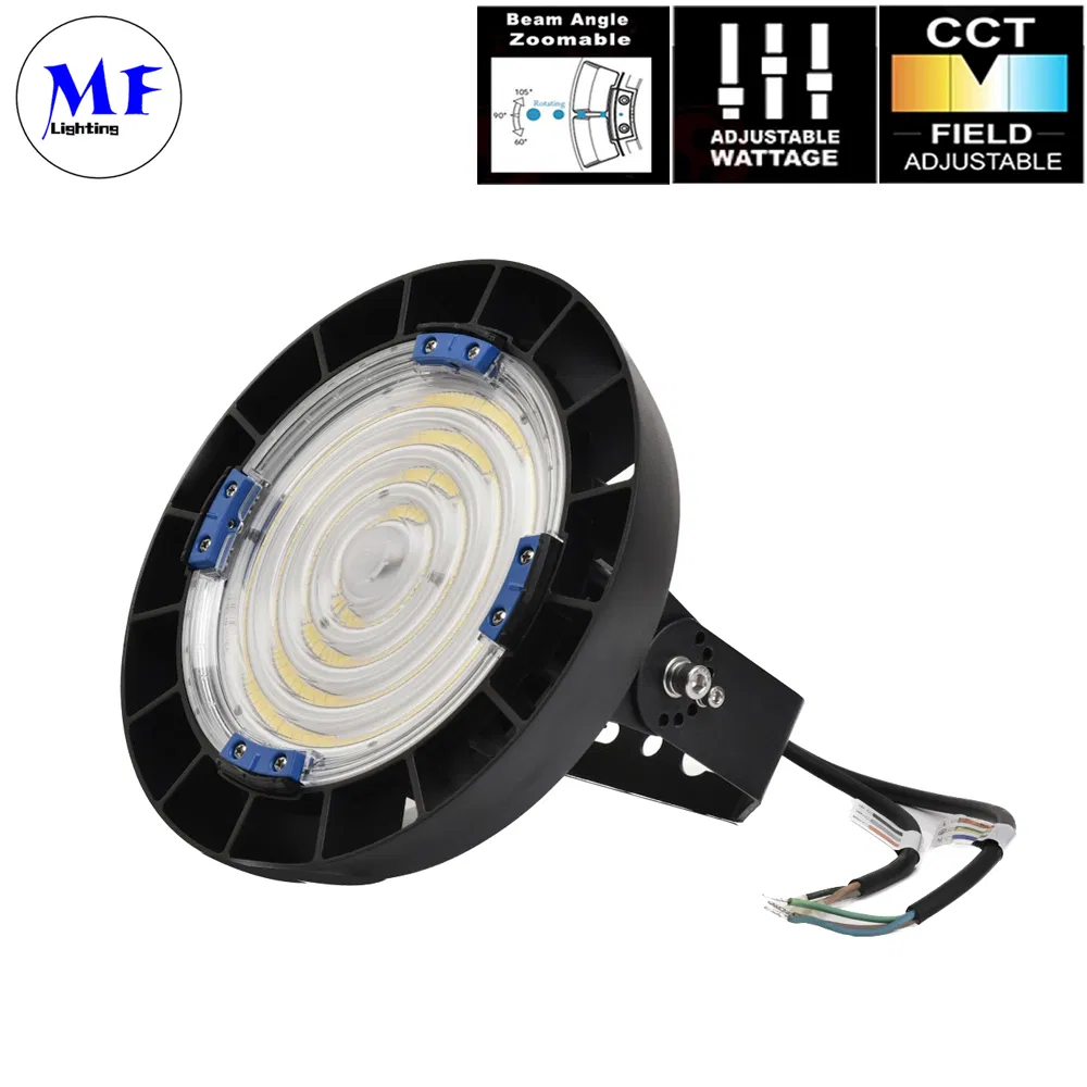 IP65 Waterproof Dustproof 5years Warranty 100W 150W 200W 240W 4 in 1 CCT Power Adjustable LED High Bay Light for Stadium Hangar and Exhibition Hall