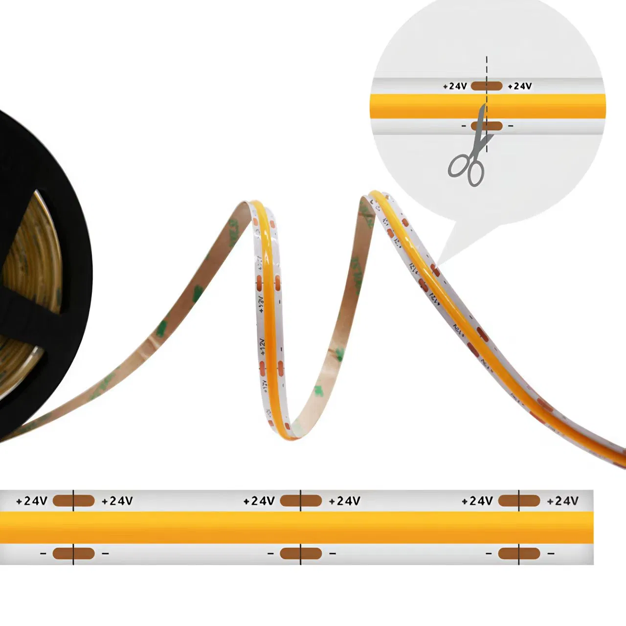480LEDs/M Ultra-Slim COB Flexible LED Strip Light Dots-Free LED Lighting