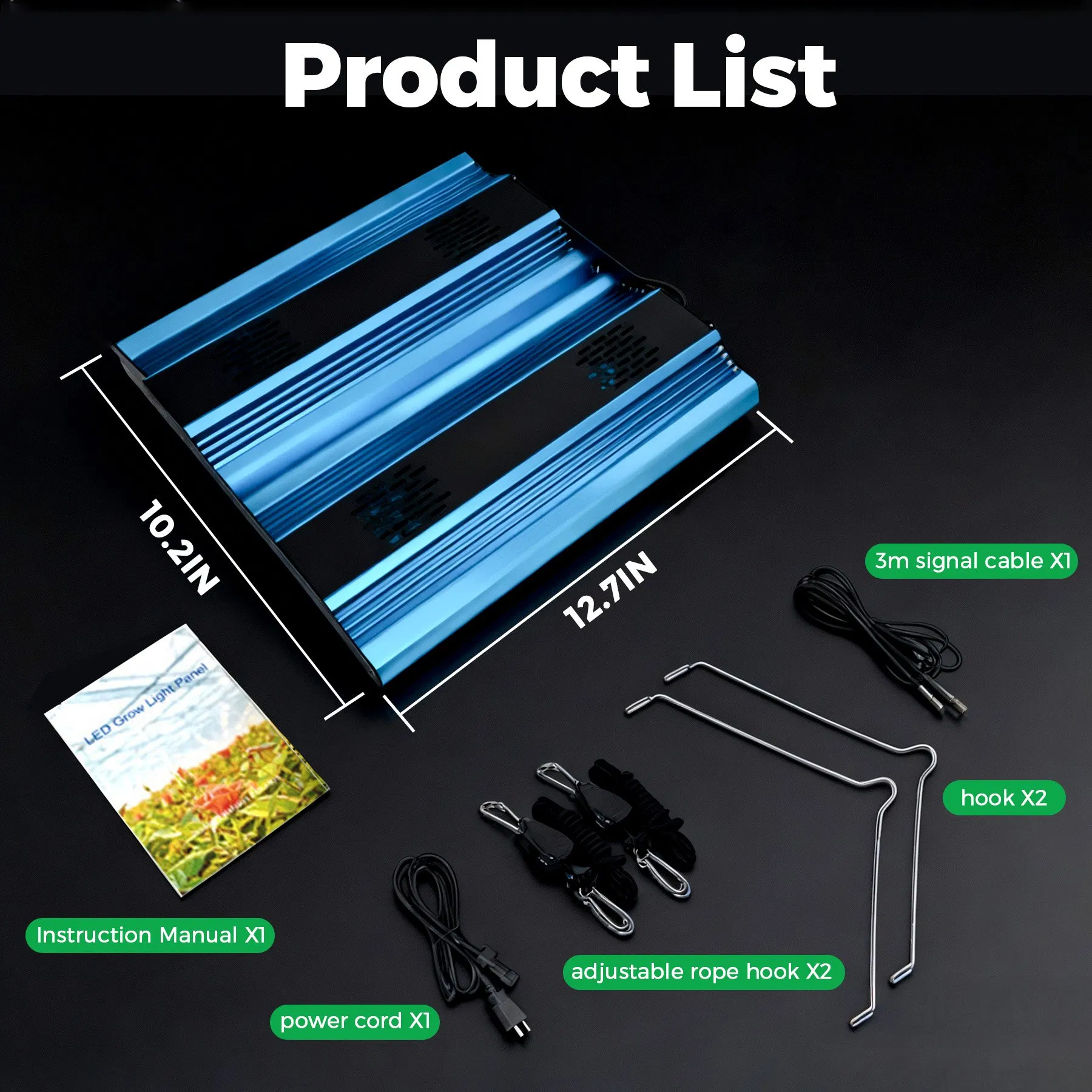 100W 240W 480W, IP65 2.8 μMol/J High Efficiency Dimming + Rj14 Quantum LED Grow Light for Greenhouse &amp; Hydroponics