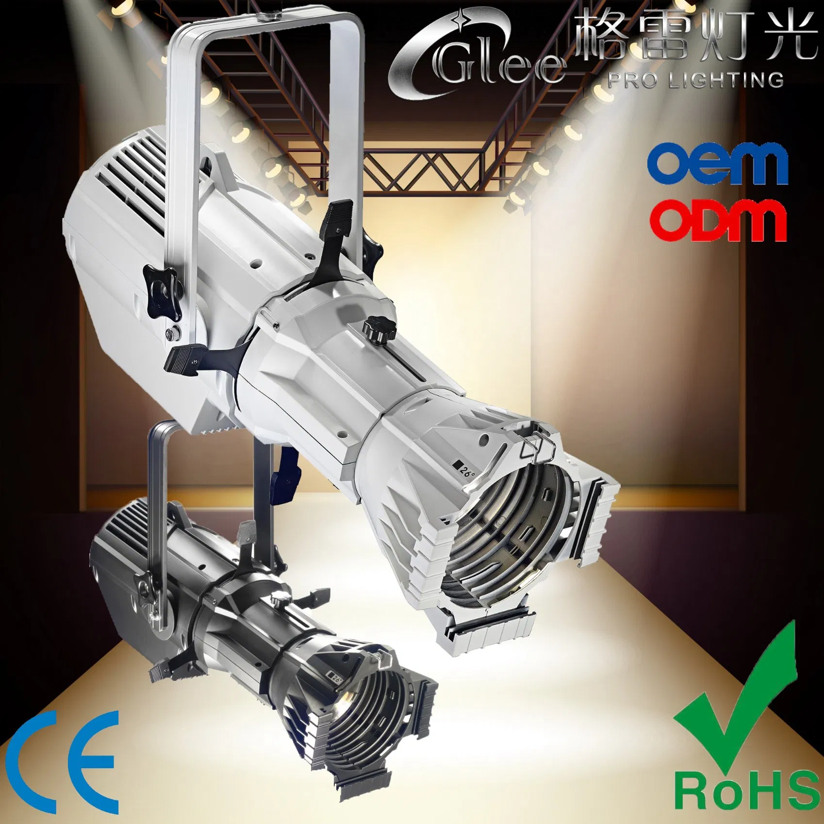 200W White Prefocus LED Studio Profile Ellipsoidal Theatrical Theatre Stage Leko Spot Light