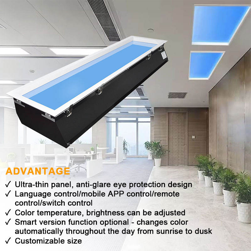 Smart Remote Control Embedded Clear Sky Light LED Skylight Ceiling Panel Light