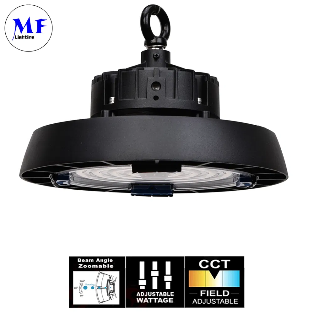 IP65 Waterproof Dustproof 5years Warranty 100W 150W 200W 240W 4 in 1 CCT Power Adjustable LED High Bay Light for Stadium Hangar and Exhibition Hall