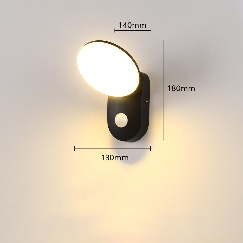 10W Modern Waterproof Circle Motion Sensor LED Wall Light