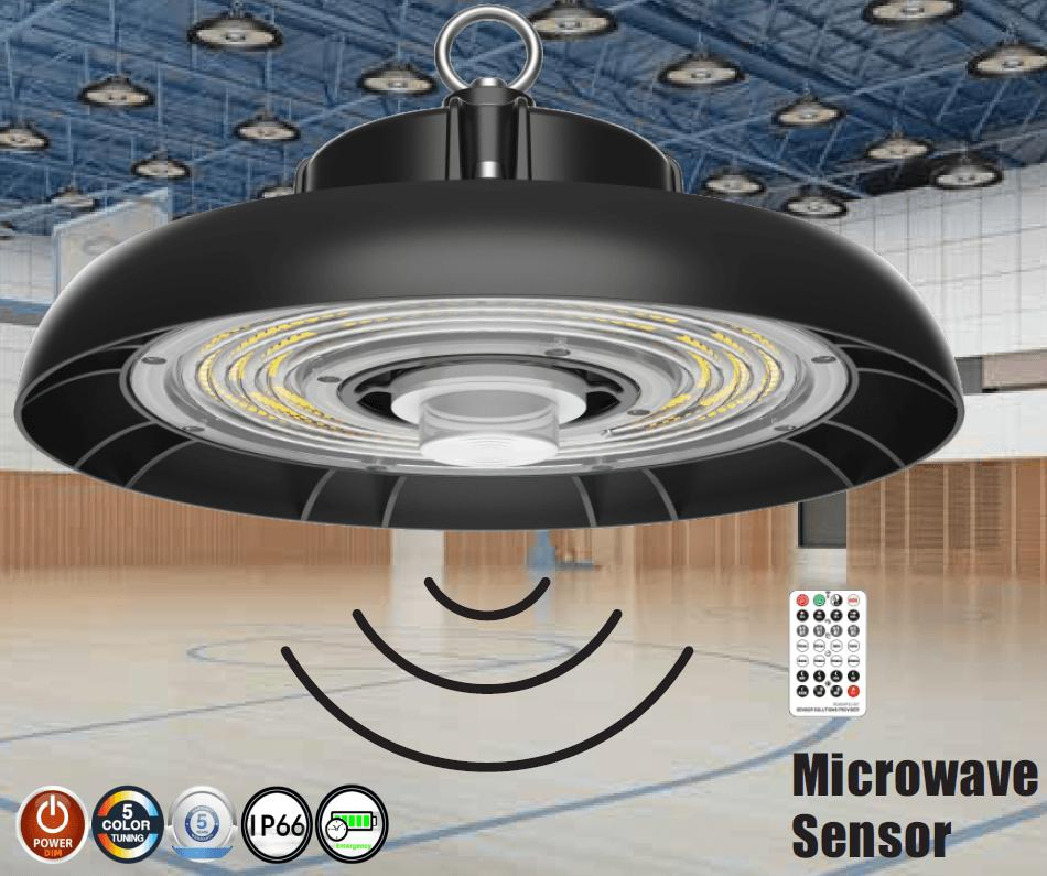 1-10V /Dali Dimming Microwave Sensor Warehouse Light with Power Pack IP66 100W 150W 200W 240W Emergency Kit LED High Bay Lights LED Highbay Light