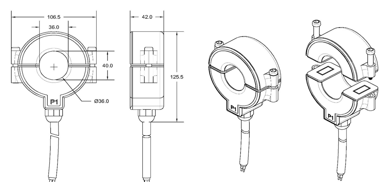 Fsct-T36 600A/5A Outdoors Waterproof Split Core Current Transformer
