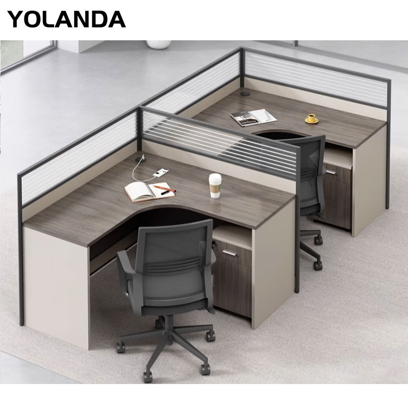 Yolanda 2025 Modern Commercial Office Desk 4-Person Workstation Furniture MFC Material Modular Extendable Convertible Partition for Home Use