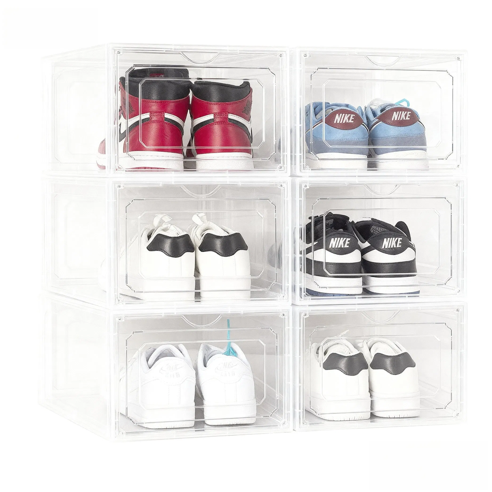 Stackable Clear Plastic Shoe Storage Box for Entryway