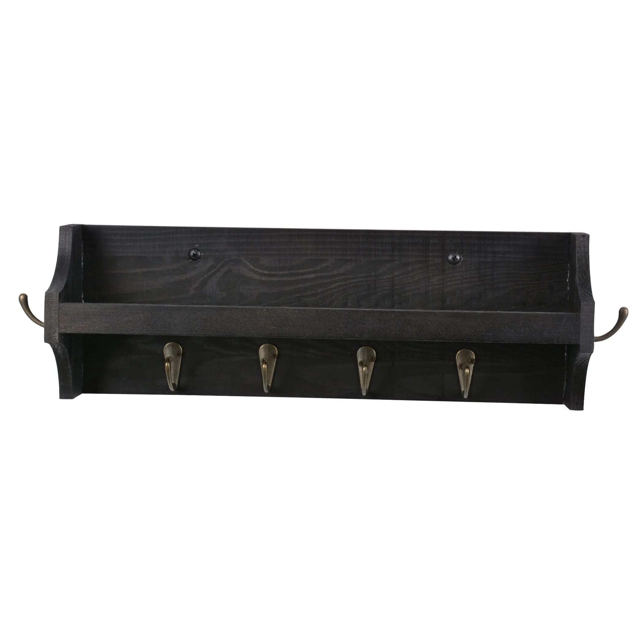 Black Wood Wall Mounted Entryway or Office Shelves