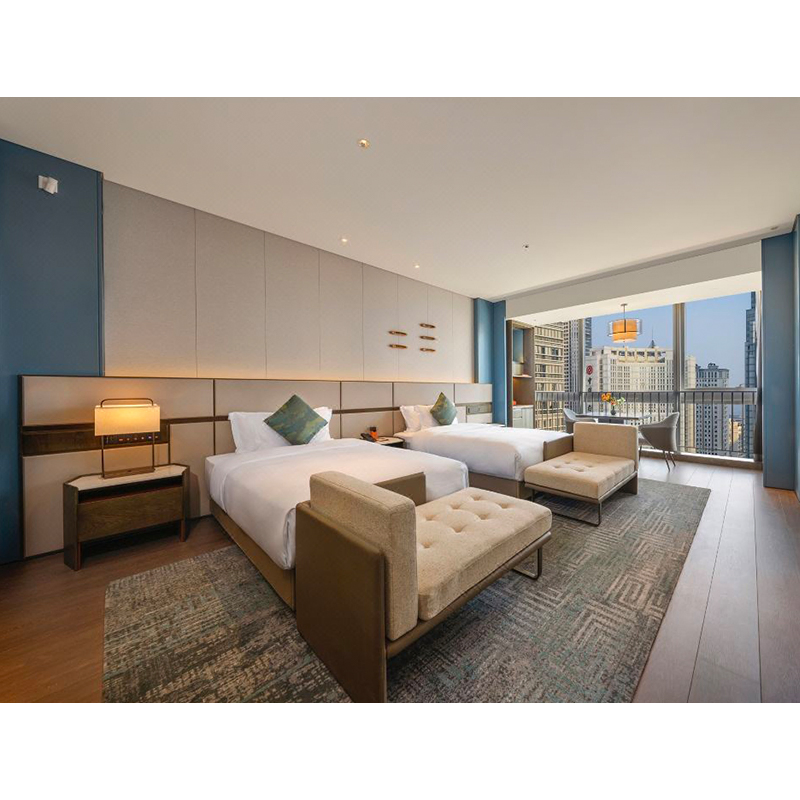 Hotel Apartment Room Furniture Wooden Platform Bed Classic Design Apartments Guest Rooms