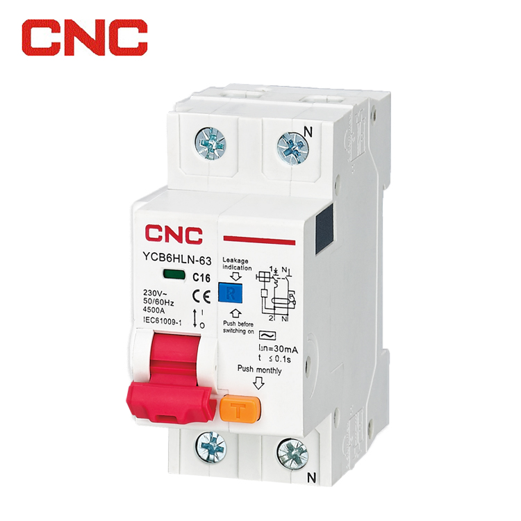 CNC Ycb6 Series 2 Pole 40A RCBO with Overcurrent Protection Residual Current Operated Circuit Breaker
