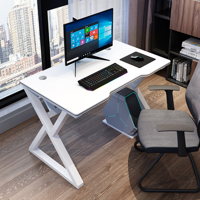 Modern Wooden K Shaped Computer Gaming Table White Office Desks for Home