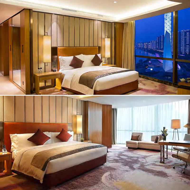 Professional Manufacturer King Size Hotel Wood Bed Standard Guest Room Furniture Hotel Suite