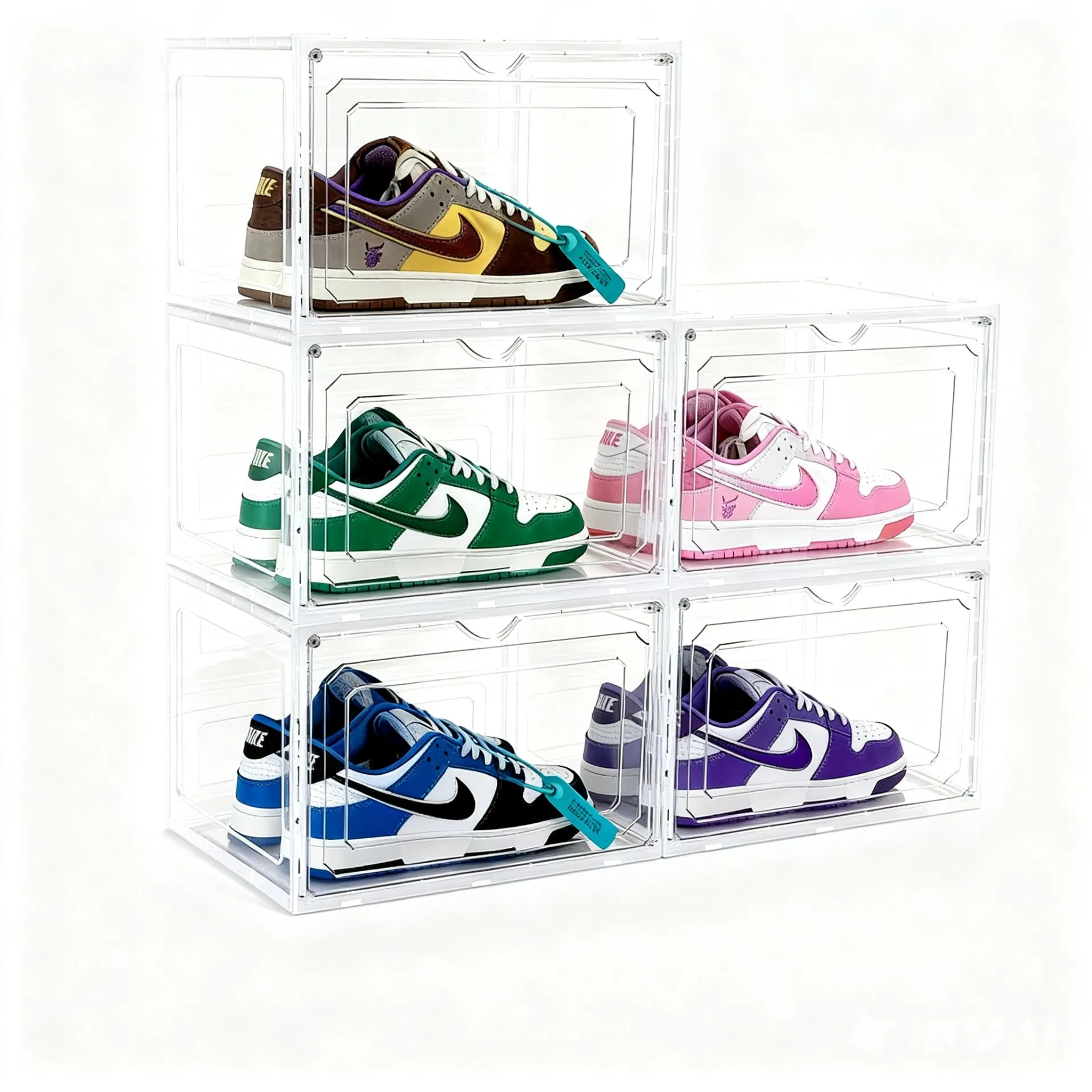 Multi-Purpose Magnetic Transparent Shoe Box - Stackable Clear Plastic for Entryway &amp; Toy Storage