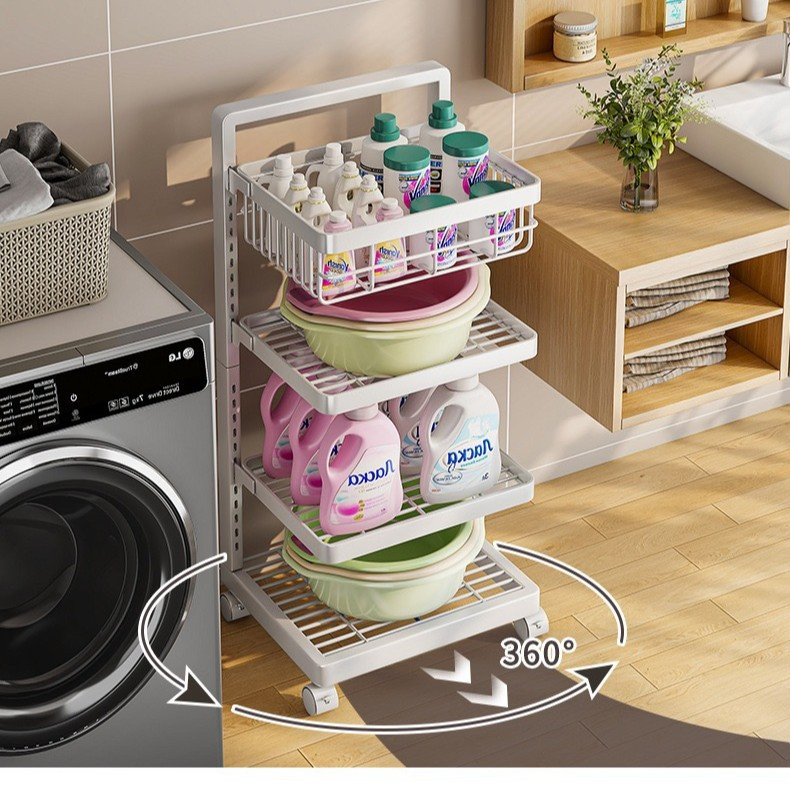 Movable Laundry Room Bucket Storage Rack