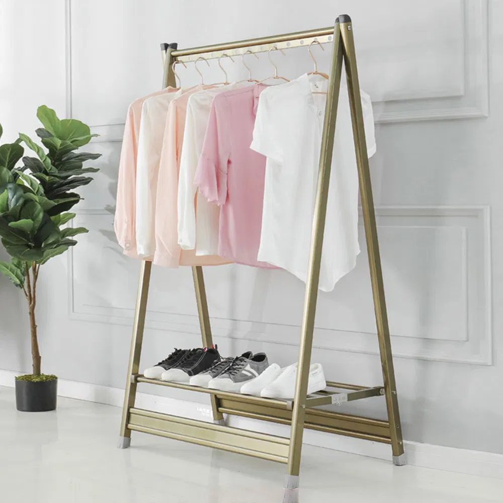 Clothes Rack Portable Extra Large Garment Rack 2-Tire Storage Box Shelves for Entryway and Bed Room Patented Design