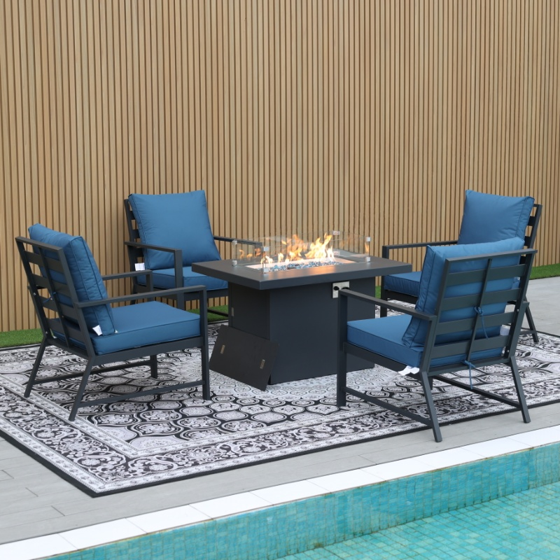 Hotel Furniture Garden Patio Aluminum Sofa Sets Outdoor Sofa with Fire Pit Table