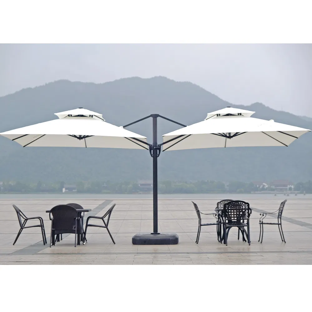 Foshan Factory Price Cantilever Double Head Parasols Custom Garden Sun Large Patio Beach Outdoor Umbrella