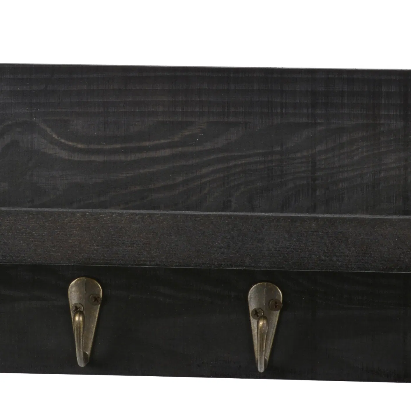 Black Wood Wall Mounted Entryway or Office Shelves